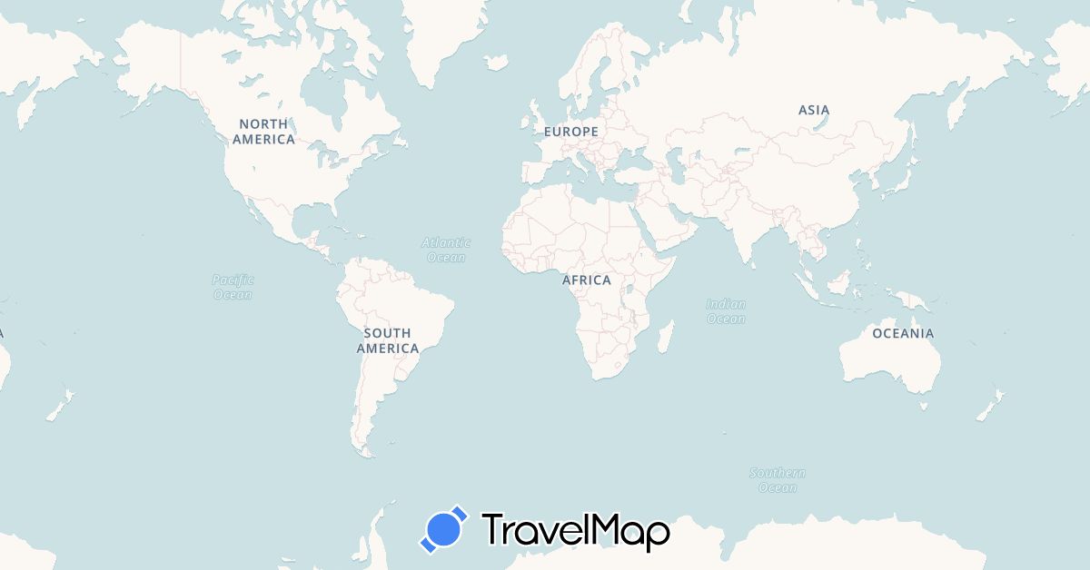 TravelMap itinerary: driving, bus, plane, train, boat, motorbike in Germany, Thailand, Vietnam (Asia, Europe)